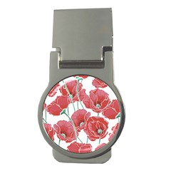 Red Poppy Flowers Money Clips (round)  by goljakoff