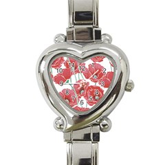 Red Poppy Flowers Heart Italian Charm Watch by goljakoff