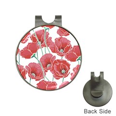 Red Poppy Flowers Hat Clips With Golf Markers by goljakoff