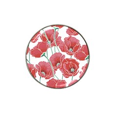 Red Poppy Flowers Hat Clip Ball Marker by goljakoff