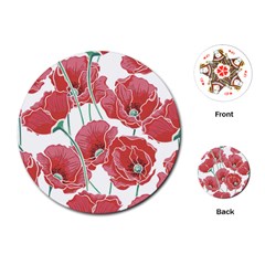 Red Poppy Flowers Playing Cards Single Design (round) by goljakoff