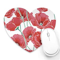 Red Poppy Flowers Heart Mousepads by goljakoff