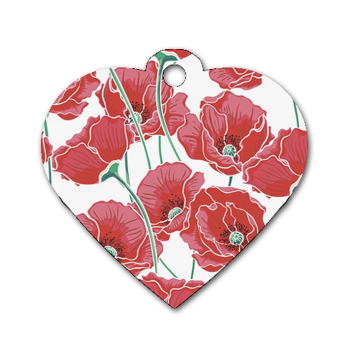 Red poppy flowers Dog Tag Heart (Two Sides)