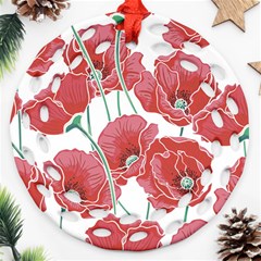 Red Poppy Flowers Ornament (round Filigree) by goljakoff