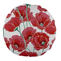 Red Poppy Flowers Large 18  Premium Round Cushions by goljakoff