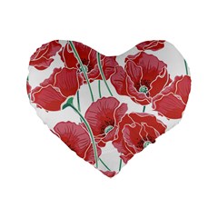 Red Poppy Flowers Standard 16  Premium Heart Shape Cushions by goljakoff