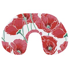 Red Poppy Flowers Travel Neck Pillow by goljakoff