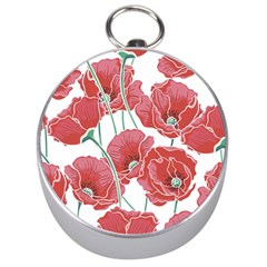 Red Poppy Flowers Silver Compasses by goljakoff