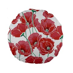 Red Poppy Flowers Standard 15  Premium Flano Round Cushions by goljakoff