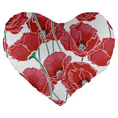 Red Poppy Flowers Large 19  Premium Flano Heart Shape Cushions by goljakoff