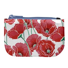 Red Poppy Flowers Large Coin Purse by goljakoff