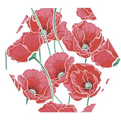 Red Poppy Flowers Wooden Puzzle Hexagon by goljakoff