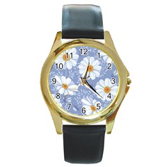 Chamomile Flower Round Gold Metal Watch by goljakoff