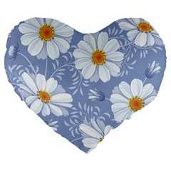 Chamomile Flower Large 19  Premium Heart Shape Cushions by goljakoff