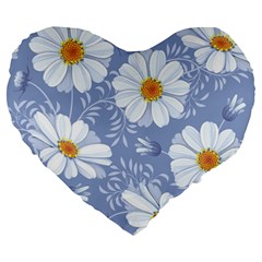 Chamomile Flower Large 19  Premium Flano Heart Shape Cushions by goljakoff