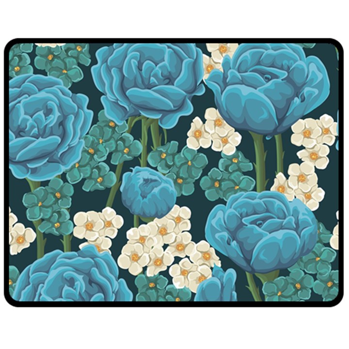 Blue roses Fleece Blanket (Medium) 