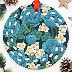 Blue roses Round Filigree Ornament (Two Sides)