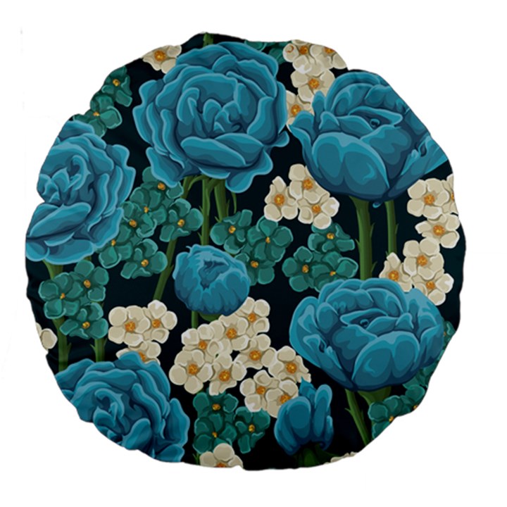 Blue roses Large 18  Premium Round Cushions