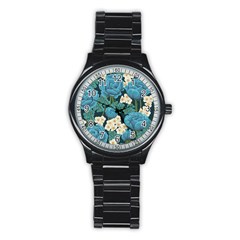 Blue Roses Stainless Steel Round Watch by goljakoff