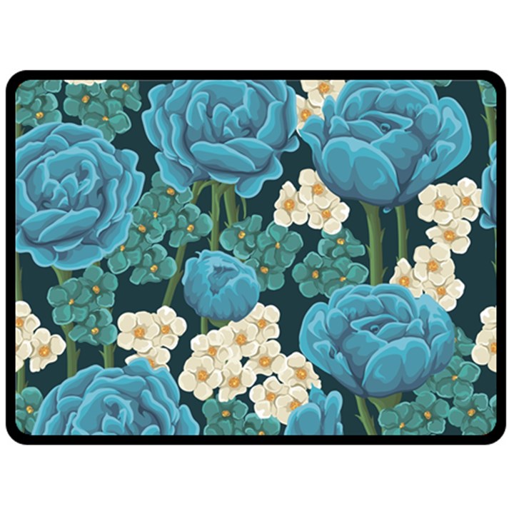 Blue roses Double Sided Fleece Blanket (Large) 