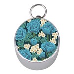 Blue roses Mini Silver Compasses Front