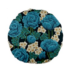 Blue Roses Standard 15  Premium Flano Round Cushions by goljakoff