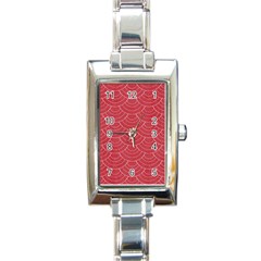 Red Sashiko Rectangle Italian Charm Watch by goljakoff