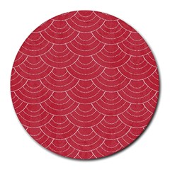 Red Sashiko Round Mousepads by goljakoff