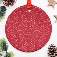 Red Sashiko Ornament (round) by goljakoff