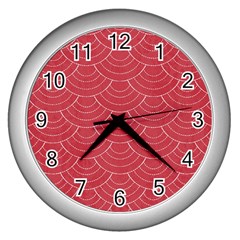 Red Sashiko Wall Clock (silver) by goljakoff