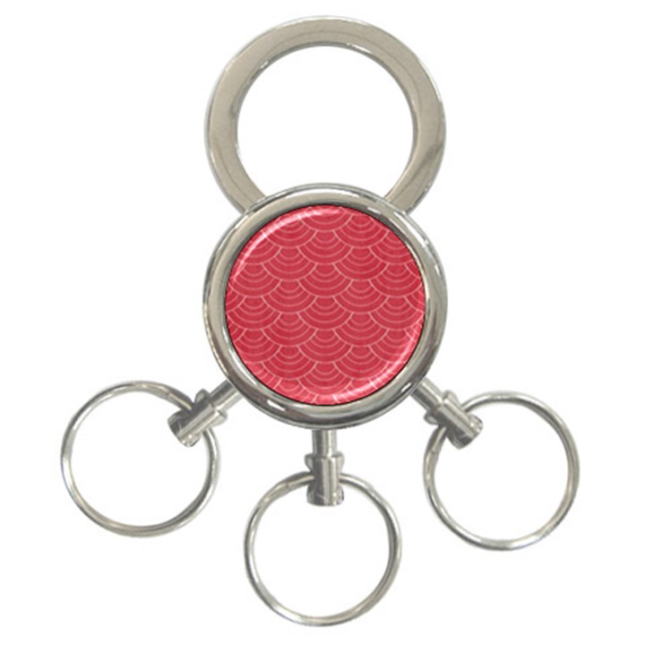 Red sashiko 3-Ring Key Chain