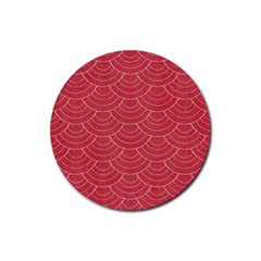 Red Sashiko Rubber Coaster (round)  by goljakoff