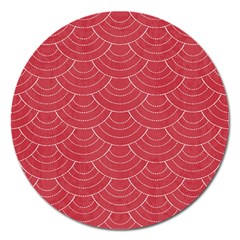 Red Sashiko Magnet 5  (round) by goljakoff