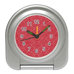 Red Sashiko Travel Alarm Clock by goljakoff