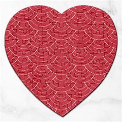 Red Sashiko Jigsaw Puzzle (heart) by goljakoff