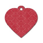 Red sashiko Dog Tag Heart (Two Sides) Front