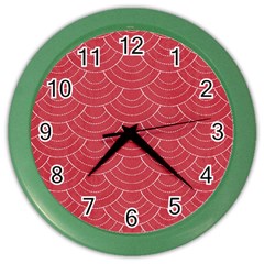 Red Sashiko Color Wall Clock by goljakoff