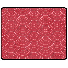 Red Sashiko Fleece Blanket (medium)  by goljakoff