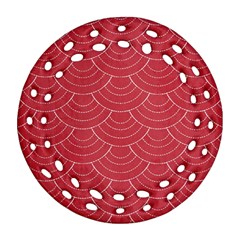 Red Sashiko Ornament (round Filigree) by goljakoff