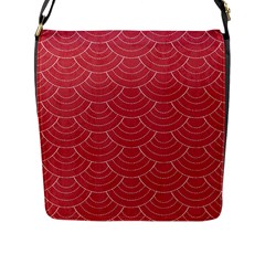 Red Sashiko Flap Closure Messenger Bag (l) by goljakoff