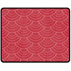 Red Sashiko Double Sided Fleece Blanket (medium)  by goljakoff