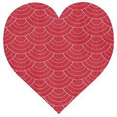 Red Sashiko Wooden Puzzle Heart by goljakoff