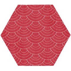 Red Sashiko Wooden Puzzle Hexagon by goljakoff