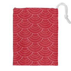 Red Sashiko Drawstring Pouch (5xl) by goljakoff