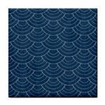 Blue sashiko Tile Coaster Front