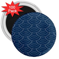 Blue Sashiko 3  Magnets (100 Pack) by goljakoff