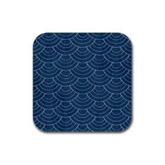 Blue Sashiko Rubber Square Coaster (4 Pack)  by goljakoff