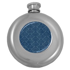 Blue Sashiko Round Hip Flask (5 Oz) by goljakoff