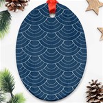 Blue sashiko Oval Ornament (Two Sides) Front