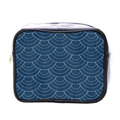 Blue Sashiko Mini Toiletries Bag (one Side) by goljakoff